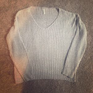 Off the shoulder grey sweater